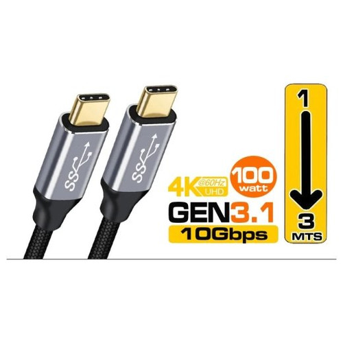 Cable USB 3.2 Gen2 C - C (thunderboldt) 100W 10 Gbps